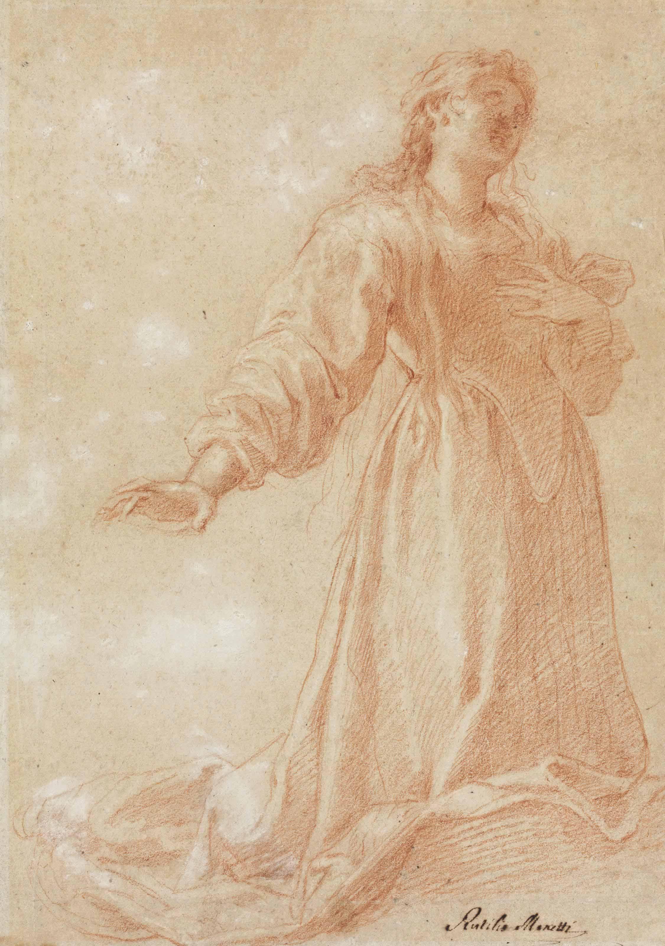 Rutilio Manetti - A kneeling woman (recto), Standing female nude (verso)