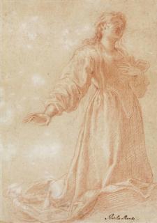 Rutilio Manetti - A kneeling woman (recto), Standing female nude (verso)