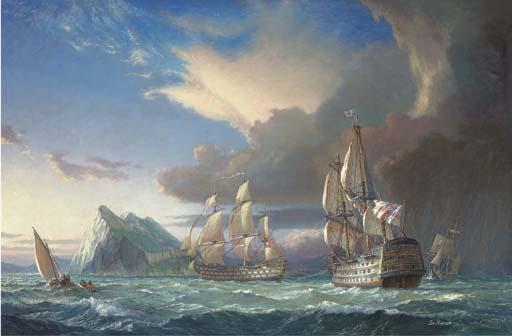 S. Francis Smitheman - H.M.S. Victory being towed into Gibraltar after the Battle of Trafalgar