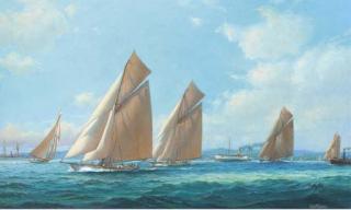S. Francis Smitheman - Mariquita, Octavia and Noroda racing in the Solent, 7th August, 1911