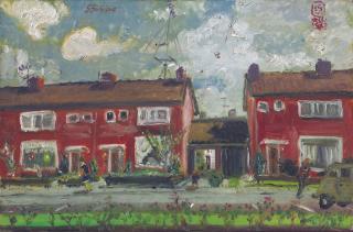 S. Sudjojono - Rumah Di Gorkum (The Red House)