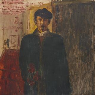 S. Sudjojono - Self-Portrait With Rose