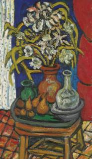 Sacha Moldovan - Nature morte avec poires sur un tabouret