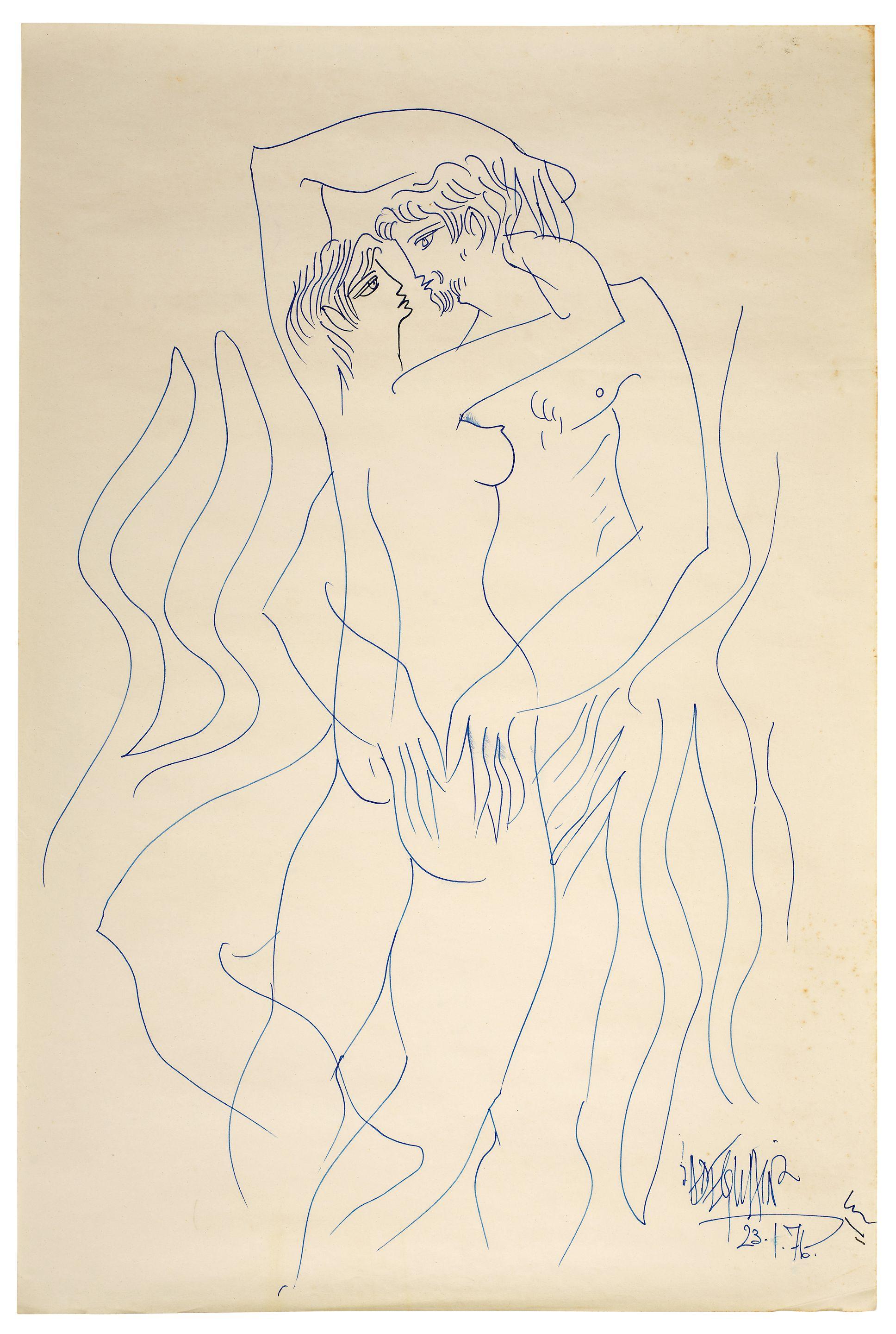 Sadequain - Untitled (Couple Embracing)