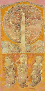 Sakti Burman - Untitled (Figures Under Tree)
