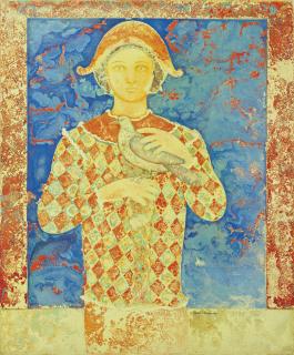 Sakti Burman - Untitled (Harlequin With Bird)