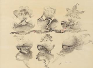 Sakti Burman - Untitled (Six Dancing Figures)