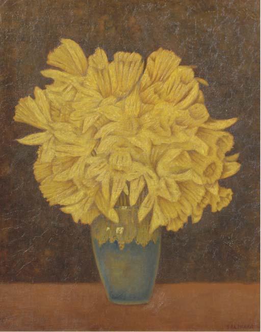 Sal Meijer - A still life with daffodils in a vase