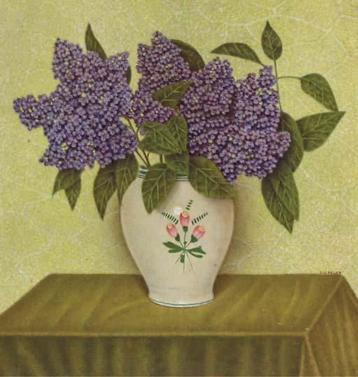 Sal Meijer - A vase with lilacs