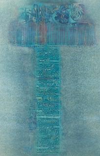 Saleh Al-Jumaie - Calligraphy in Blue