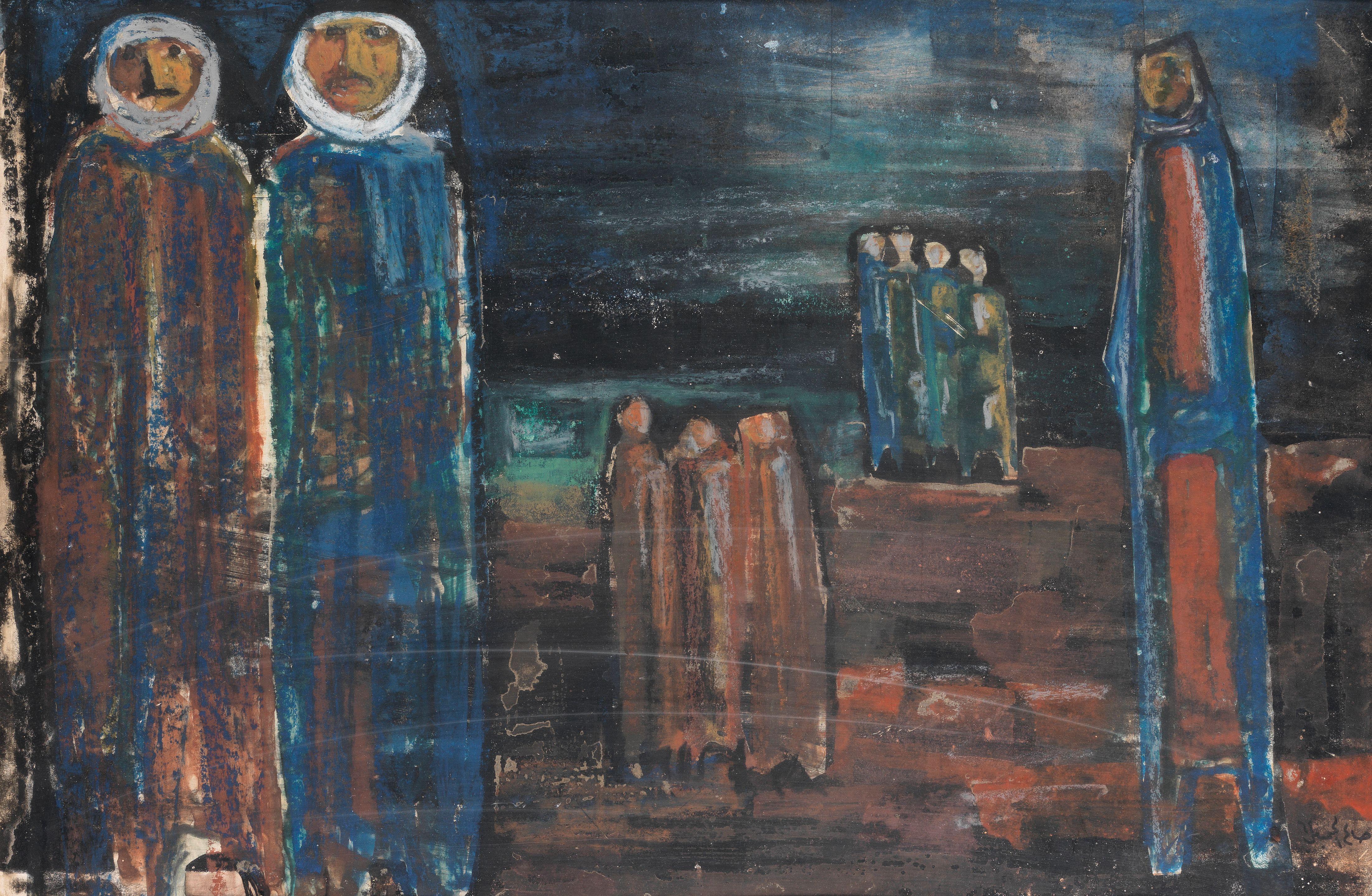 Saleh Al-Jumaie - Standing Bedouins