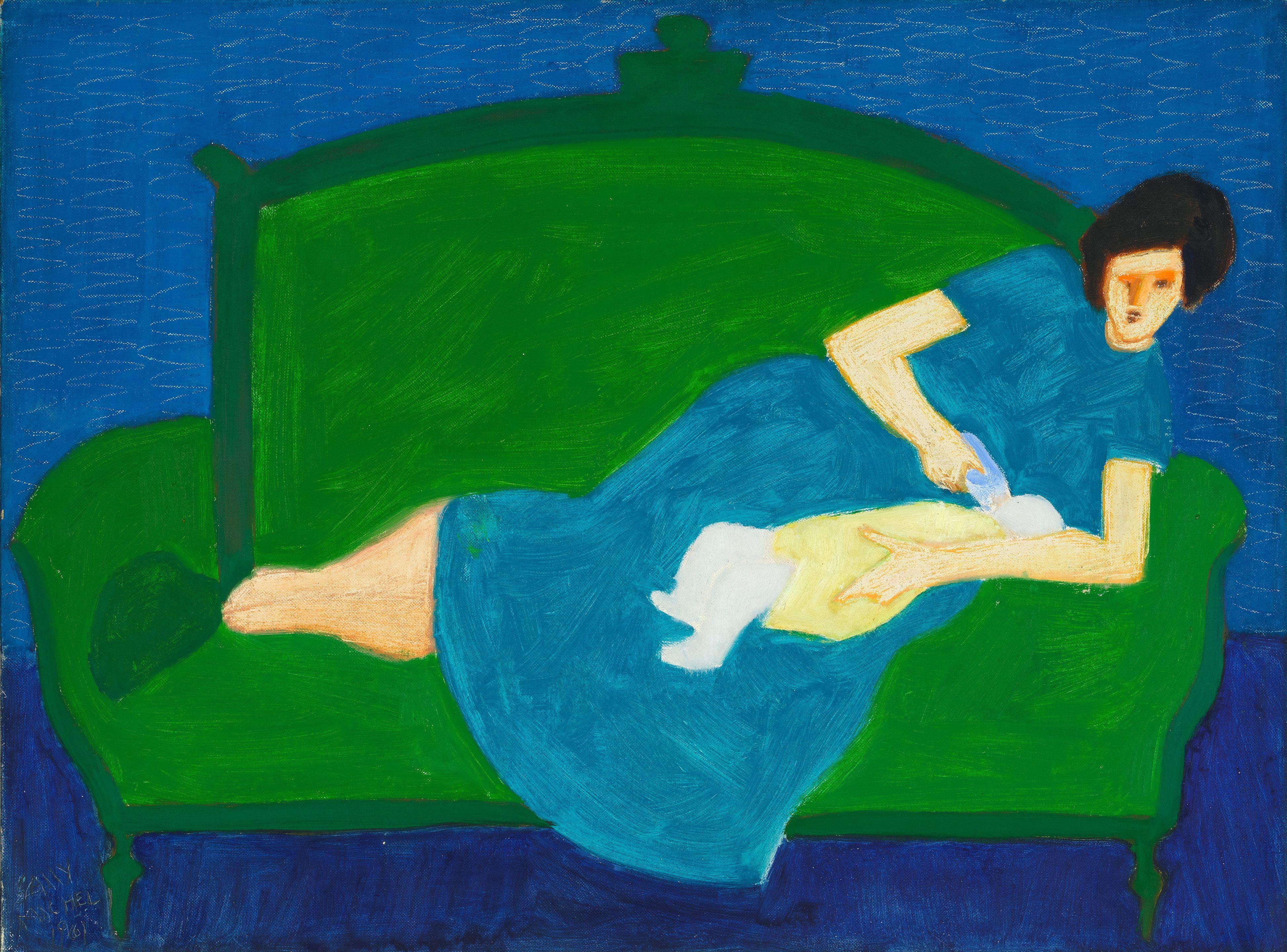 Sally Michel Avery - Mother in Blue 18 x 24 in. (45.7 x 61 cm.)