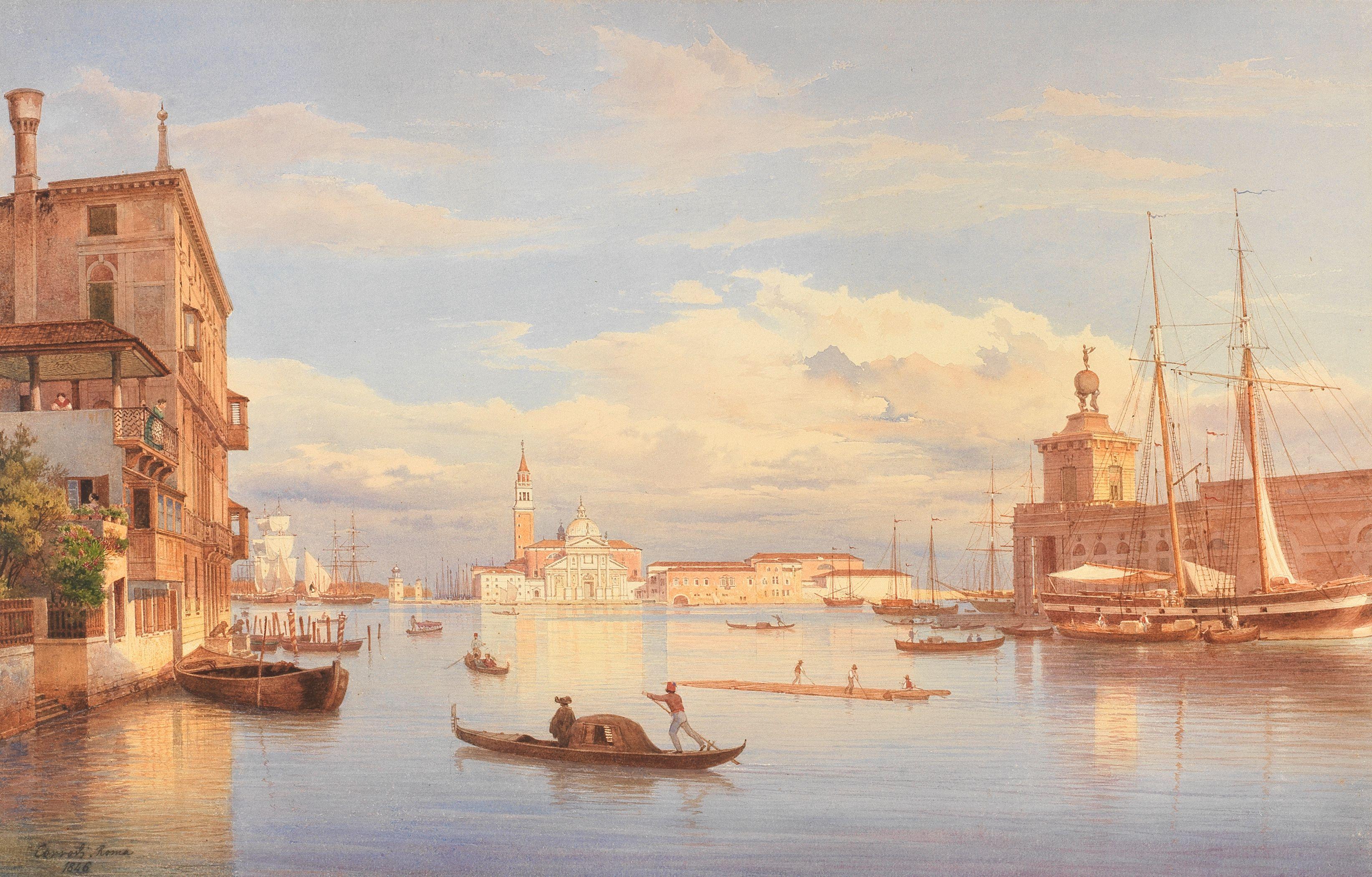 Salomon Corrodi - A view of San Giorgio Maggiore from The Grand Canal
