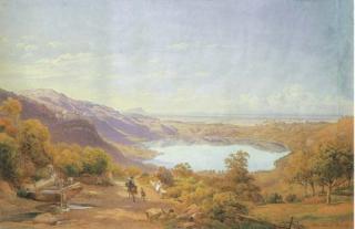 Salomon Corrodi - Veduta del Lago di Nemi, 1873