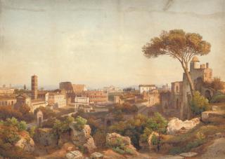 Salomon Corrodi - View of the Colosseum from the Palatine Hill, Rome