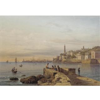 Salomon Corrodi - View Of The Harbour In Genoa