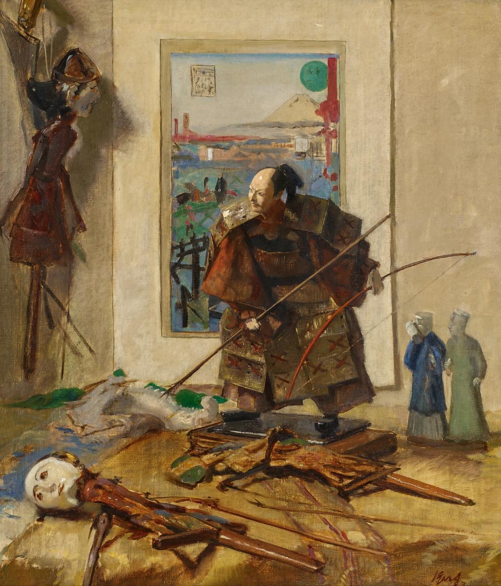 Salomon Garf - Stillleben einer asiatischen Sammlung mit Figuren und Holzschnitt