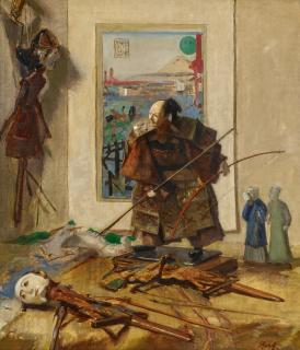 Salomon Garf - Stillleben einer asiatischen Sammlung mit Figuren und Holzschnitt