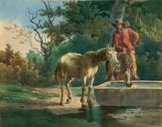 Salomon Gessner - An der Pferdetränke.