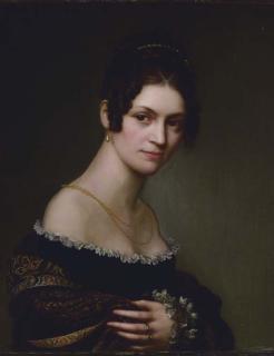 Salomon Guillaume Counis - Portrait of A Lady Wearing A Flowered Shawl