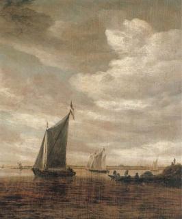 Salomon Jacobsz. van Ruysdael - A river estuary with sailing boats