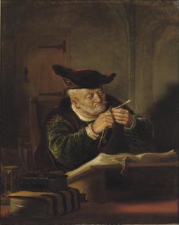 Salomon Koninck - A scholar sharpening his quill