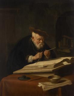 Salomon Koninck - A Scholar Sharpening His Quill