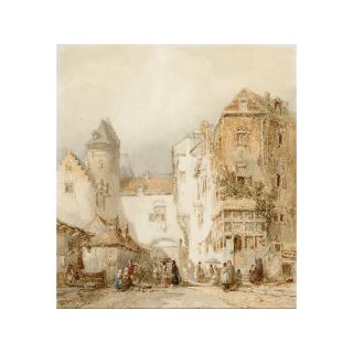 Salomon Leonardus Verveer - A Busy Market In A Dutch Town 