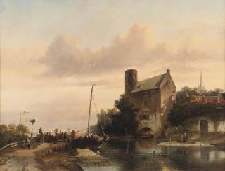 Salomon Leonardus Verveer - A summer day on the outskirts of a Dutch town