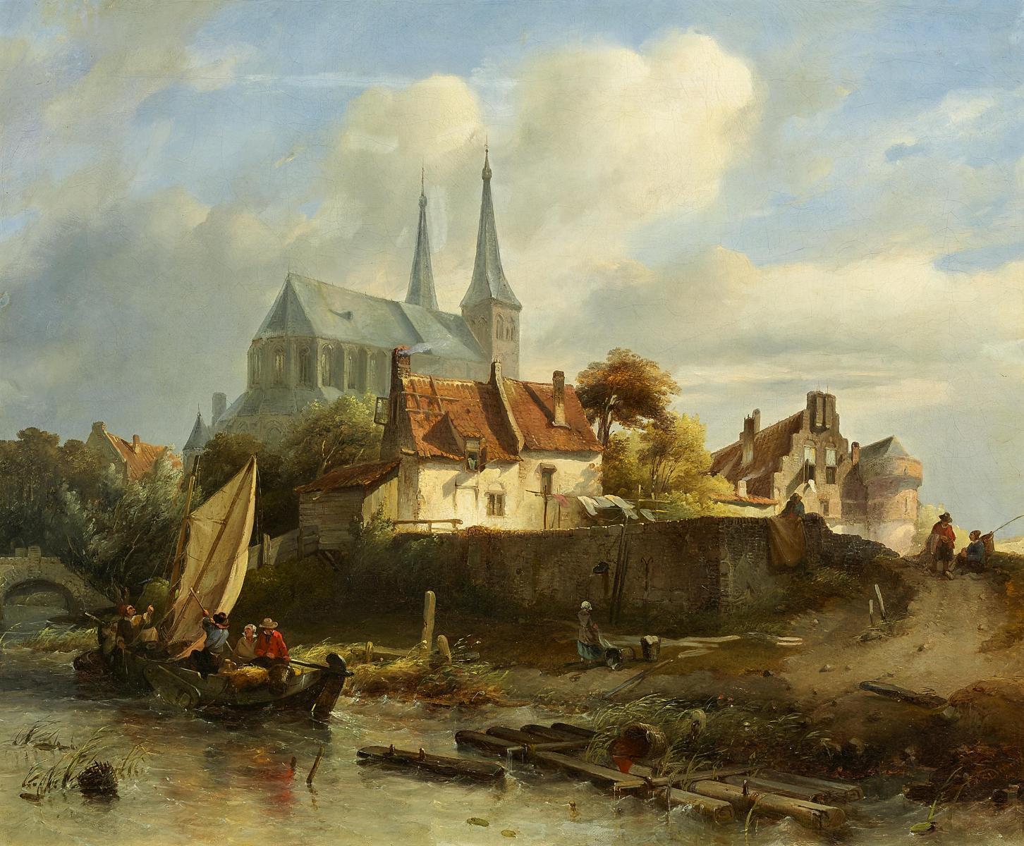 Salomon Leonardus Verveer - Capriccio mit der Bergkirche in Deventer bei sturmischem Wetter