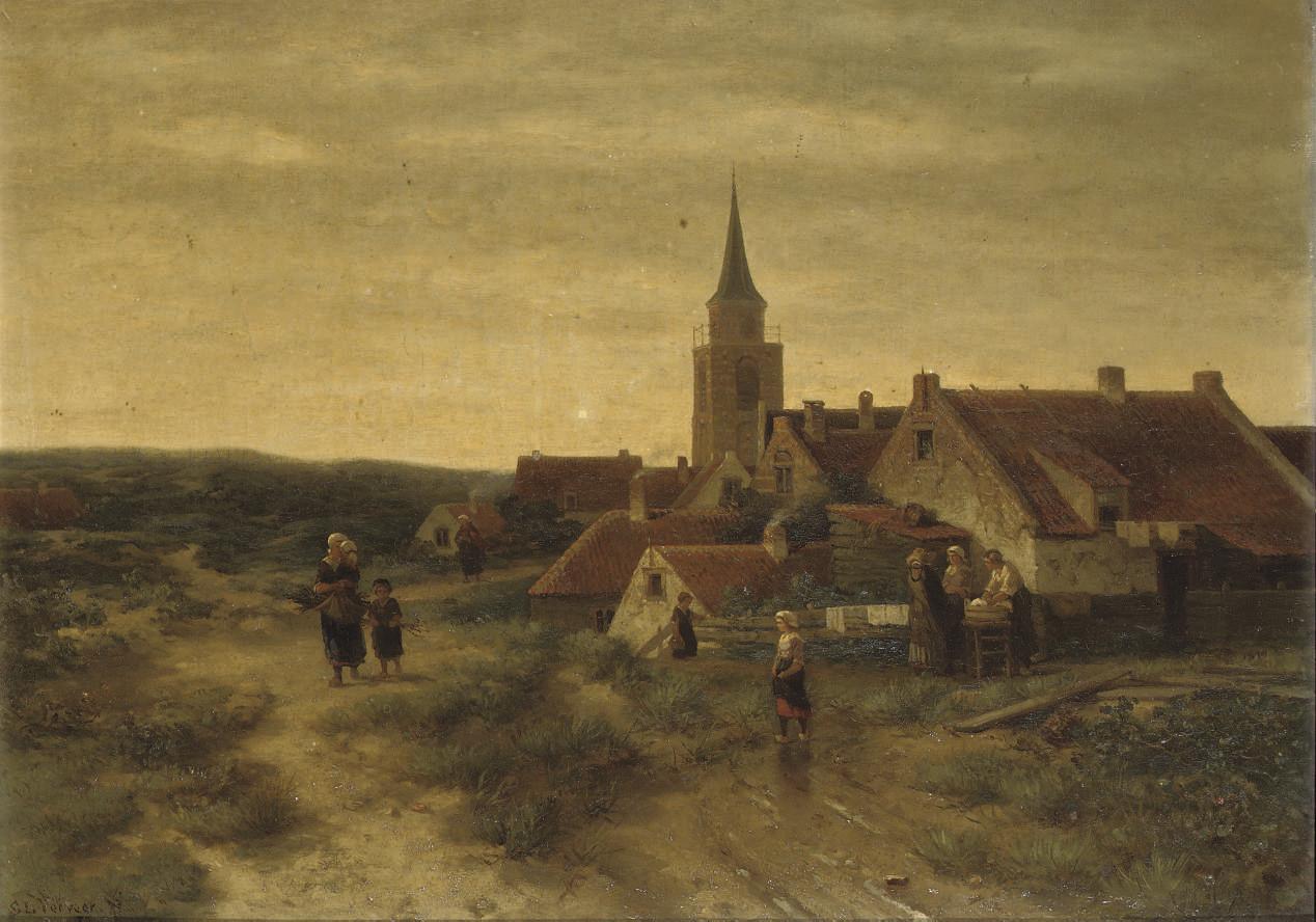 Salomon Leonardus Verveer - Figures in the dunes of Scheveningen