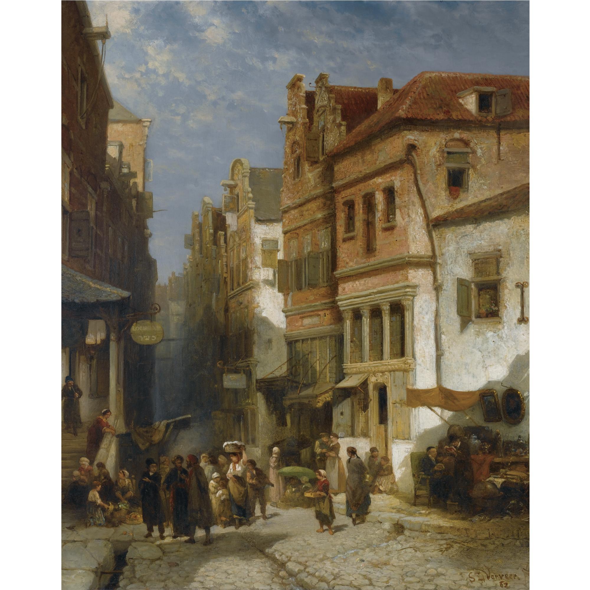 Salomon Leonardus Verveer - The Jewish Quarter, Possibly Amsterdam