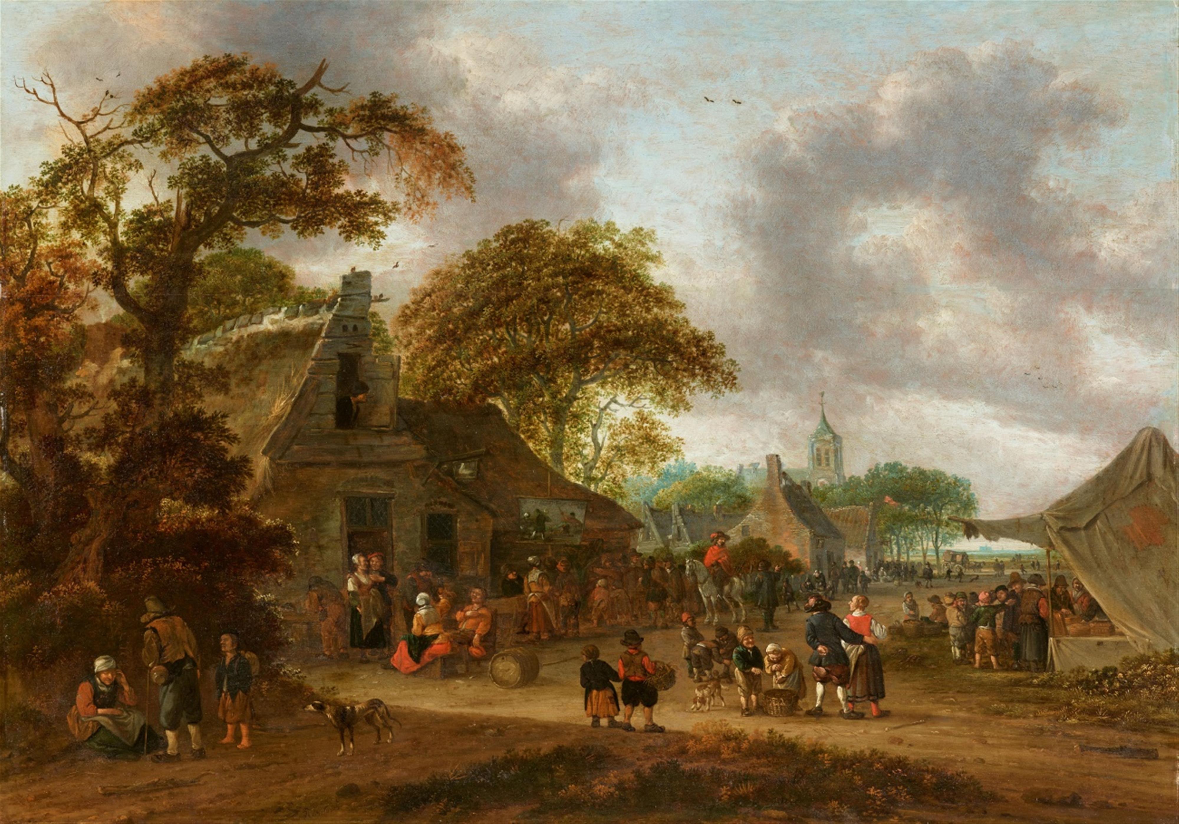 Salomon Rombouts - Dorfstraße mit Jahrmarkt