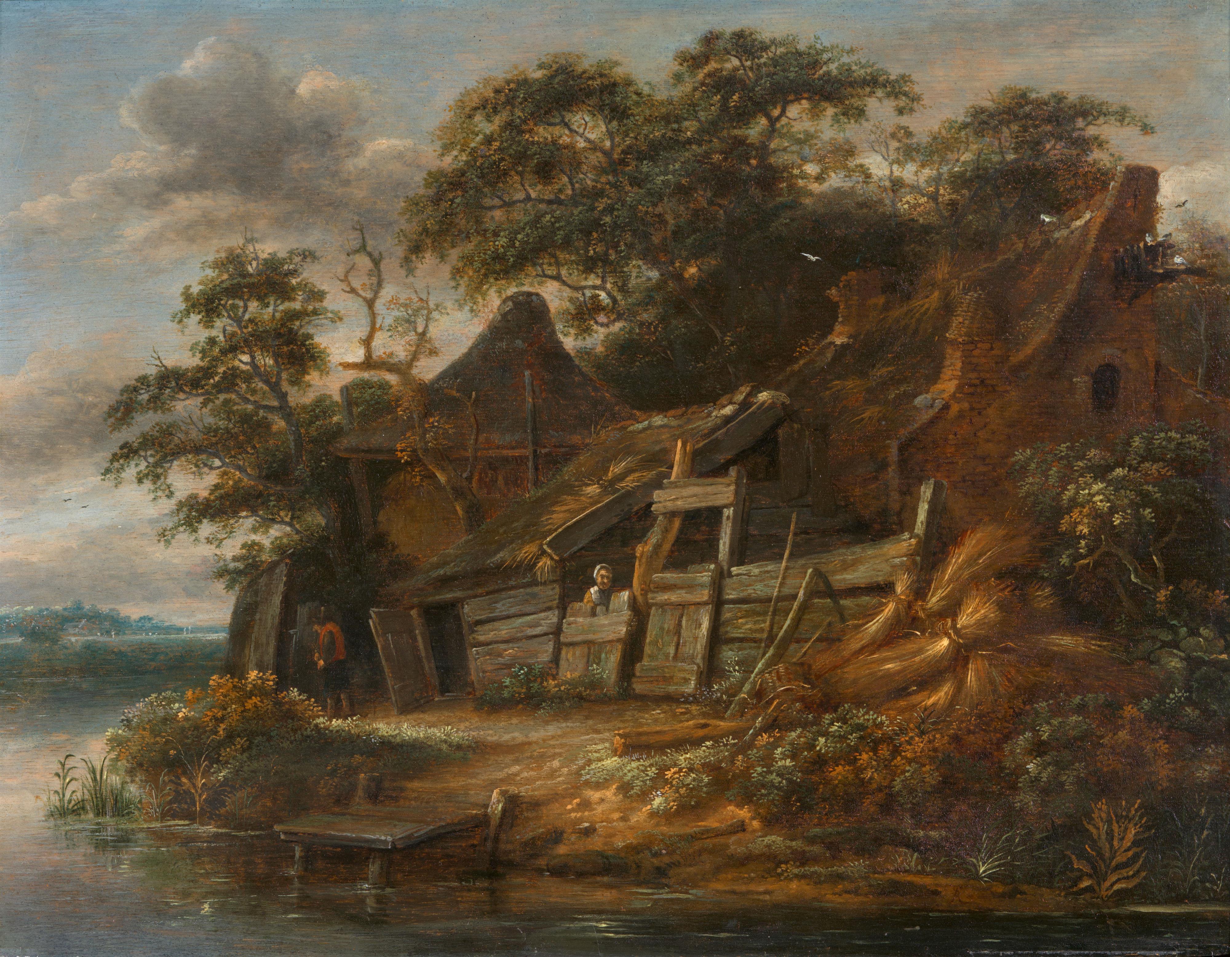 Salomon Rombouts - Fischerhütte an einem Gewässer