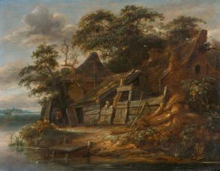 Salomon Rombouts - Fischerhütte an einem Gewässer