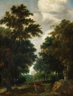 Salomon Rombouts - Waldlandschaft mit verschiedenen Staffagefiguren