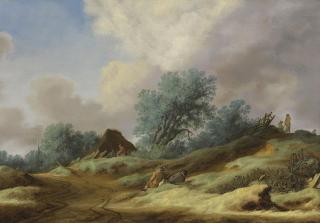 Salomon van Ruysdael - A Landscape With Peasants On A Dune