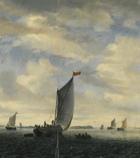 Salomon Van Ruysdael - An Estuary Scene With Smalschips On A Broad Reach Before A Gentle Breeze