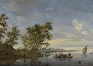 Salomon Van Ruysdael - Ferry Boat With Cattle On The River Vecht Near Nijenrode