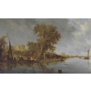 Salomon van Ruysdael - River Landscape With Fishermen Casting Their Nets