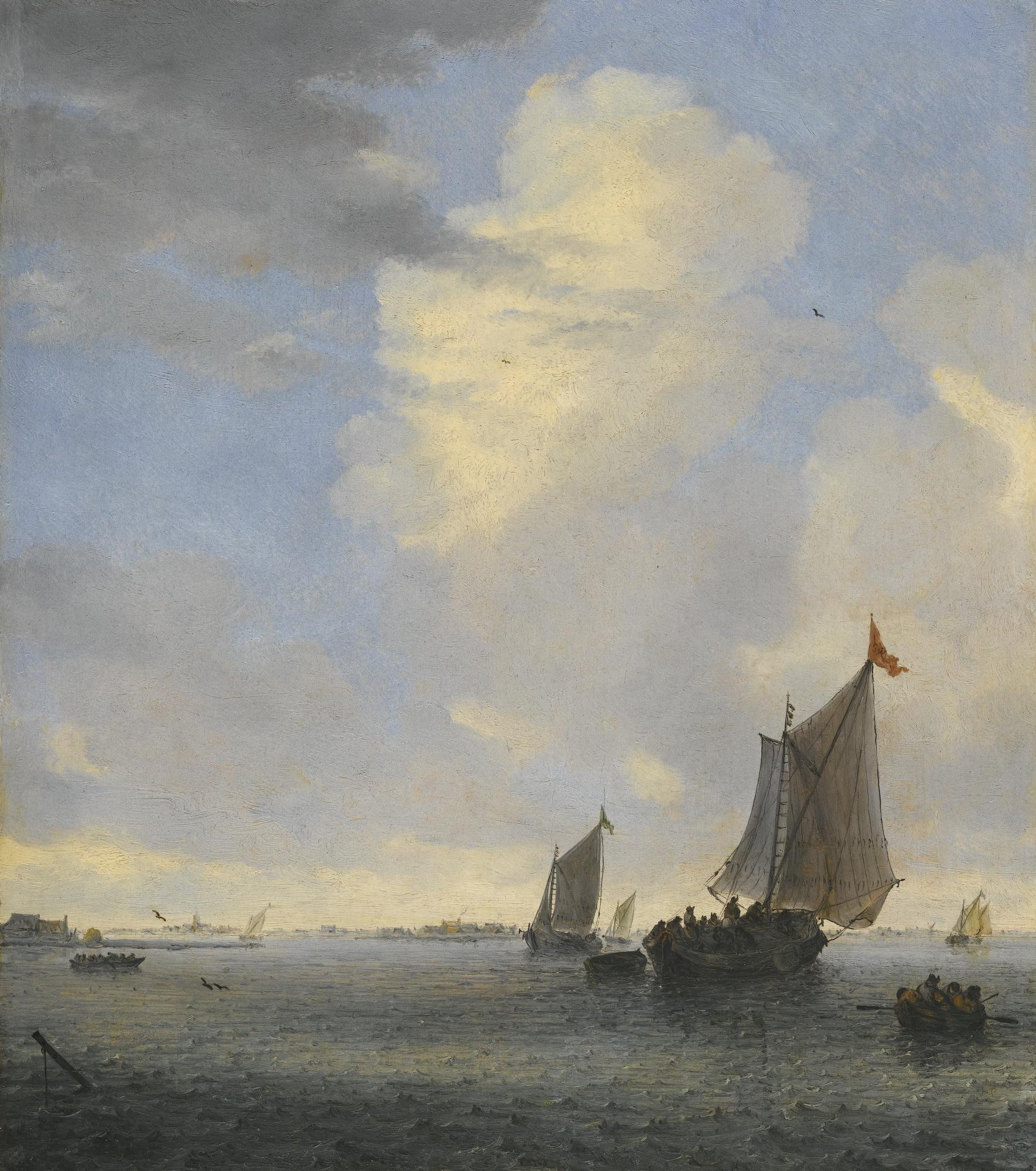 Salomon Van Ruysdael - Wijdschip And Other Small Dutch Vessels At The Mouth Of An Estuary