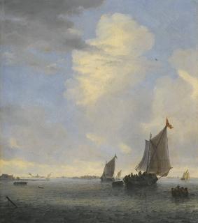 Salomon Van Ruysdael - Wijdschip And Other Small Dutch Vessels At The Mouth Of An Estuary