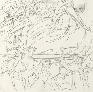Salvador Dali - Cavalier et renommée, étude pour un vitrail