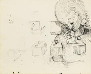 Salvador Dalí - Étude de tête de femme (recto); Étude pour le tableau \