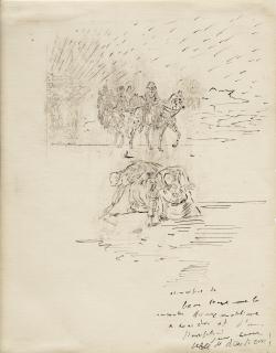 Salvador Dalí - Étude préparatoire de l\'Angélus pour l\'illustration des Chants de Maldoror