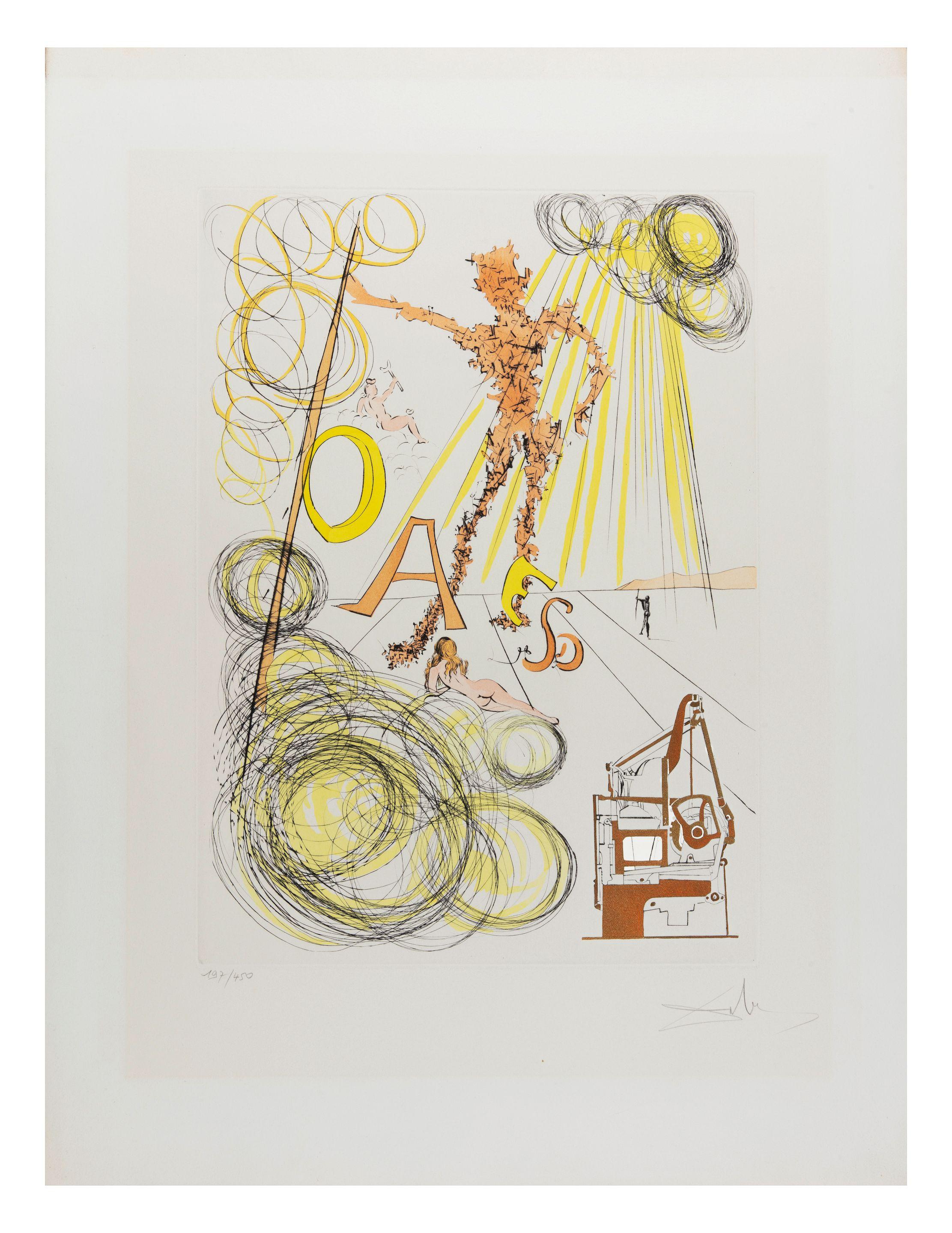 Salvador Dali - Hommage A Leonard De Vinci, La Linotype, 1975