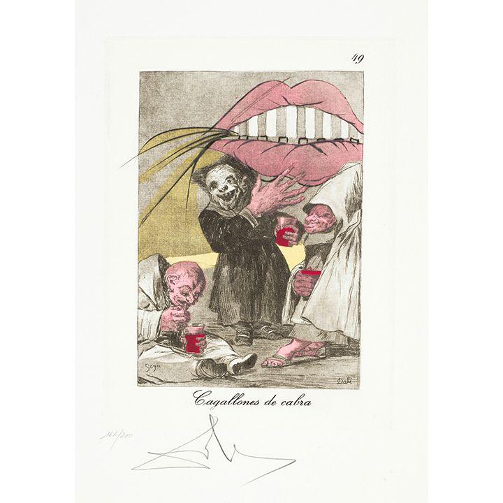 Salvador Dalí - Plate 49, Cagallones de cabra (Goat Excrement), from Les Caprices de Goya; plus FRANCISCO GOYA (1746-1828) Plate 49, Duendecitos (Hobgoblins), from Los Caprichos (2 works)