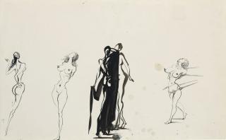 Salvador Dalí - Quatre croquis de nus féminins