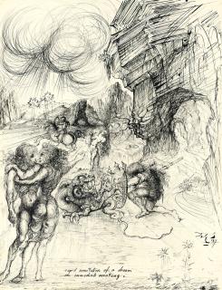 Salvador Dalí - Rapid annotation of a dream on immediate awaking