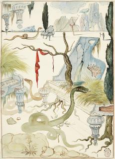 Salvador Dalí - Sans titre, Le piano Steinweg et le boa